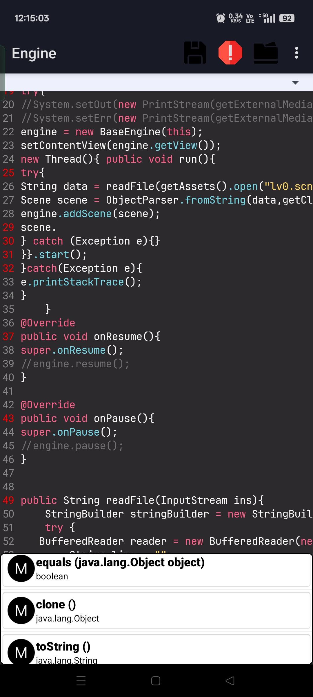 Screenshot 1 of engine UI